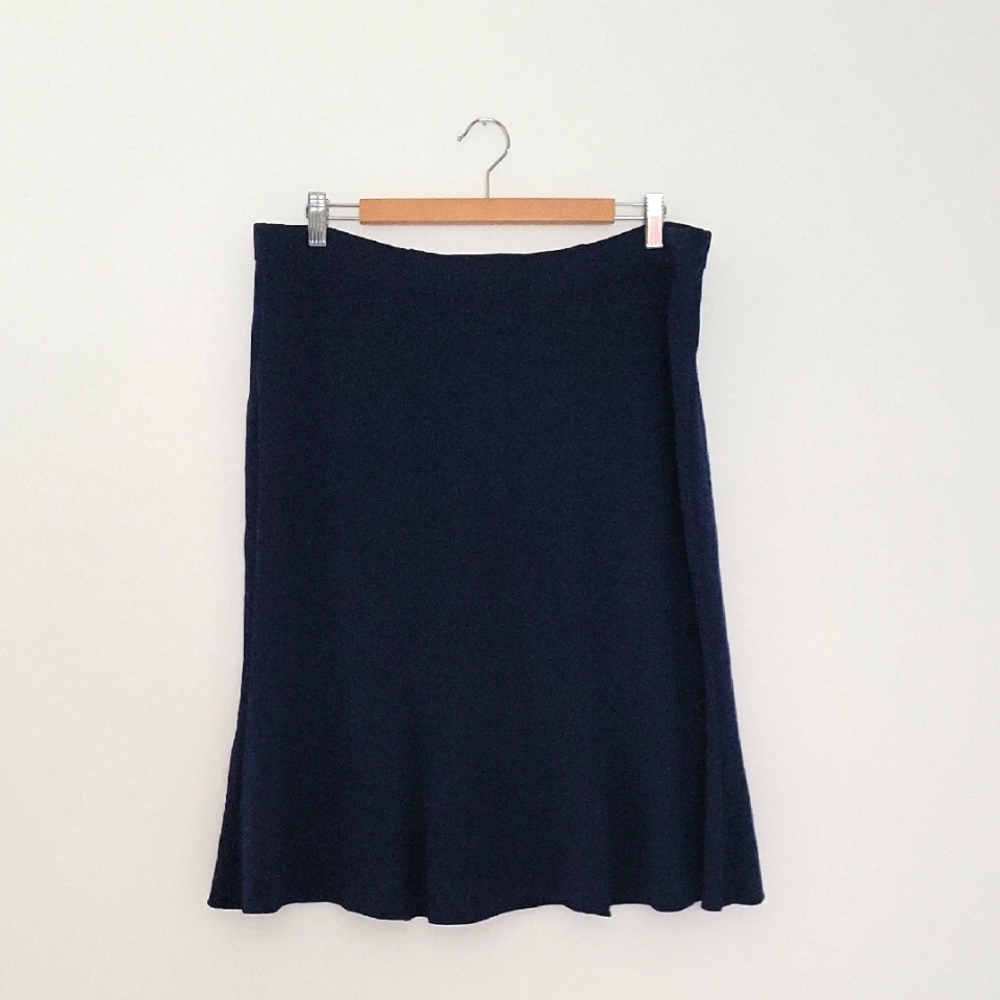 St. John Navy A-Line Knit Skirt